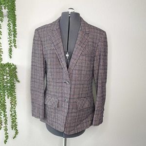 Pendleton Vintage Pure Virgin Wool Houndstooth Blazer Jacket  Women's Size 12